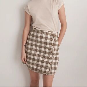 Madewell Quilted Flannel Mini Skirt in Gingham Check - Distant Surplus - 00 -NWT